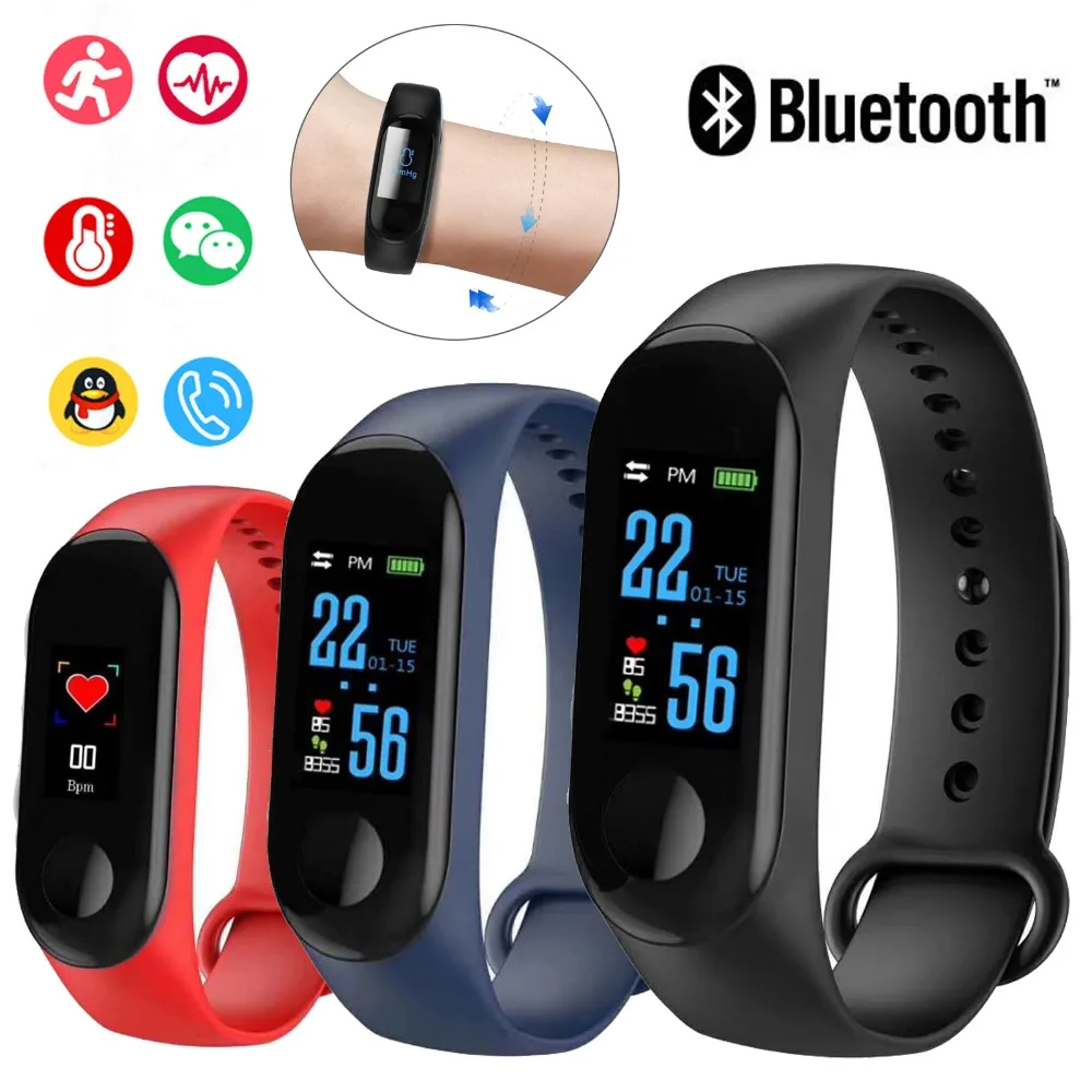 

Women Men Sports Pedometer Smart Watch HeartRate Sleep Monitor Wristband Alarm Reminder Remote Camera For iOS Android