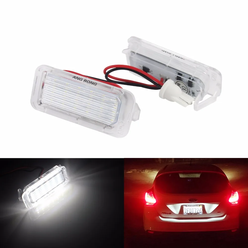 ANGRONG 2x LED License Number Plate Light White For Ford Fiesta MKVI JA8 Ford Kuga (Escape) 2008+(CA217)