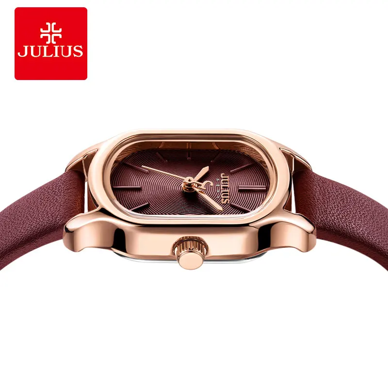 New Lady Women's Watch Japan Quartz Elegant Small Fashion Simple Hours Real Leather Bracelet Clock Girl Birthday Gift Julius Box