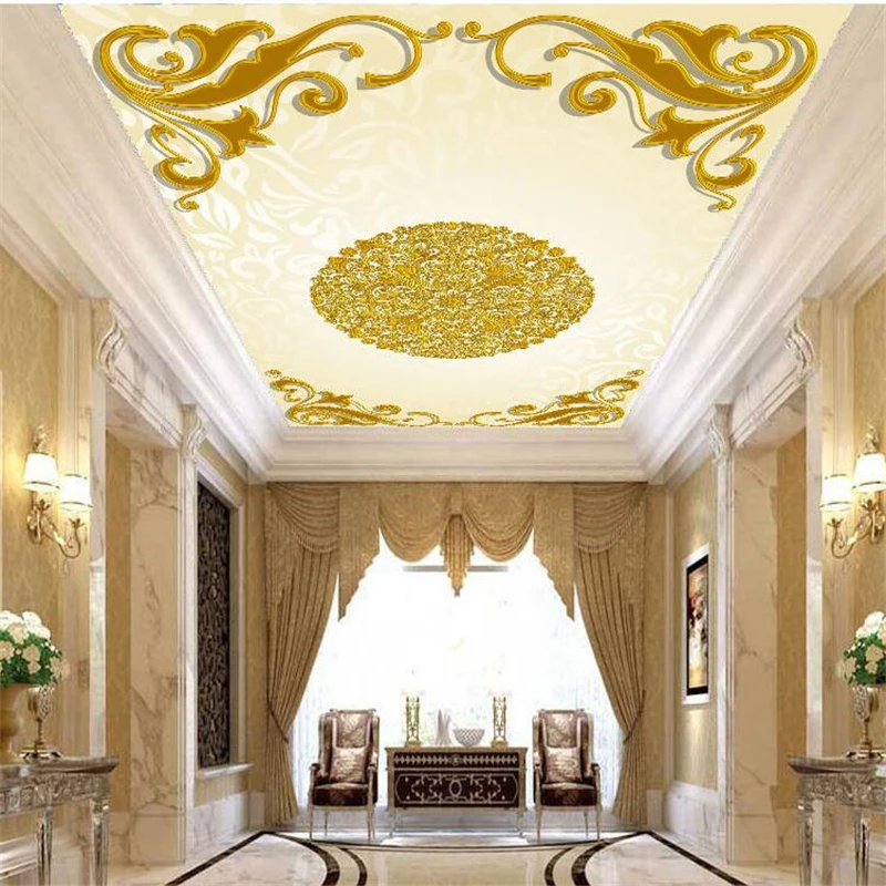 

wellyu Custom wallpaper 3D обои gold European pattern pattern European zenith fresco ceiling wallpaper papel de parede 3d murals