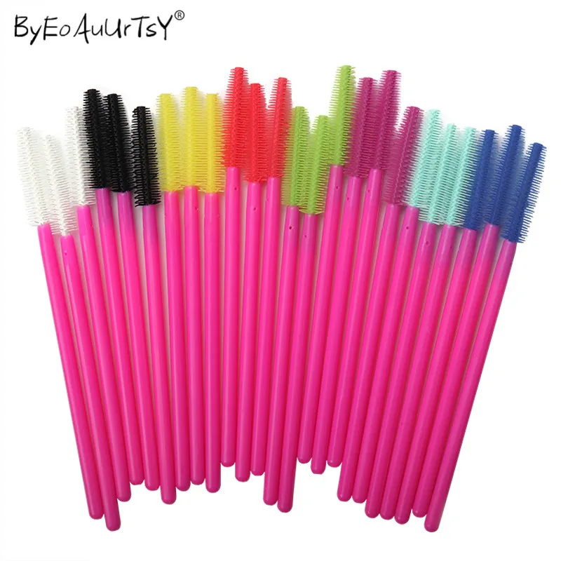 Bộ 200 Hoa Hồng Dẻo Silicone Mi Bàn Chải Dùng Một Lần Mascara Hoa Dây Applicator Spoolers Kẻ Mắt Bàn Chải Mỹ Phẩm Dụng Cụ Trang Điểm