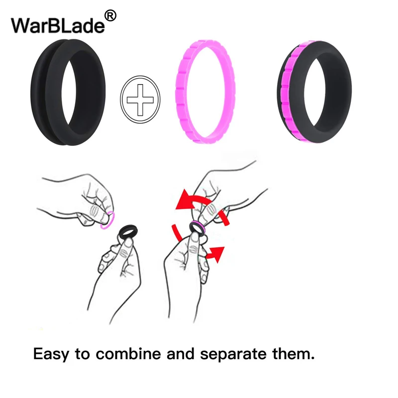 10Color Combinations Can DIY Change Color Silicone Ring Hypoallergenic Crossfit Flexible Sports Rubber Finger Ring For Men Women