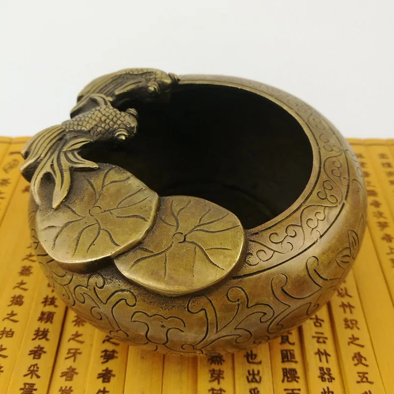 

Antique Old QingDynasty copper pot,Pen wash sculpture,hand carving crafts,best collection&adornment,free shipping