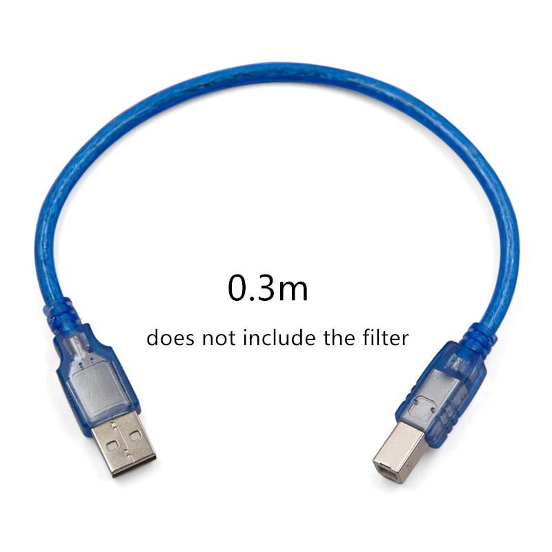 1pc High Quality Transparent Blue Cable USB 2.0 Printer Cable Type A Male to Type B Male Dual Shielding