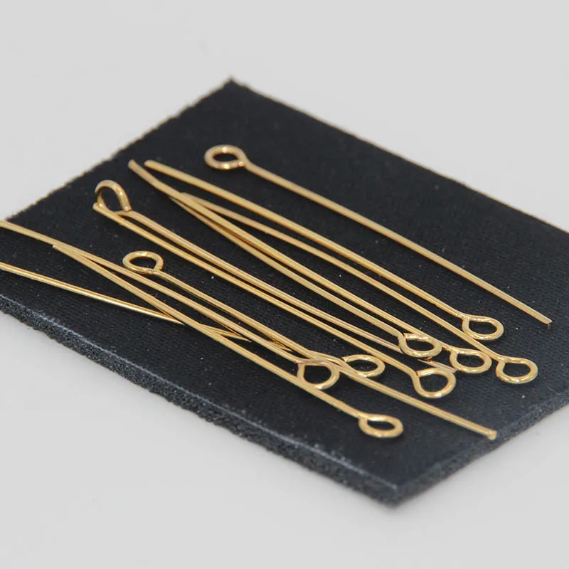 100Pcs 0.7mm 21 Gauge Stainless Steel Gold Color Eye Pins Hooks DIY Earrings Findings for Handmade Crafts Jewelry Making 30/40mm