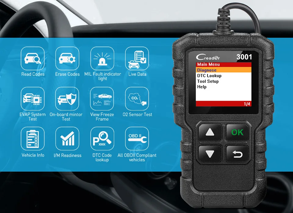 LAUNCH CREADER 3001 Code Reader Multi-Language Russian Supports OBD2/EOBD Function Launch CR3001 Full All Protocols