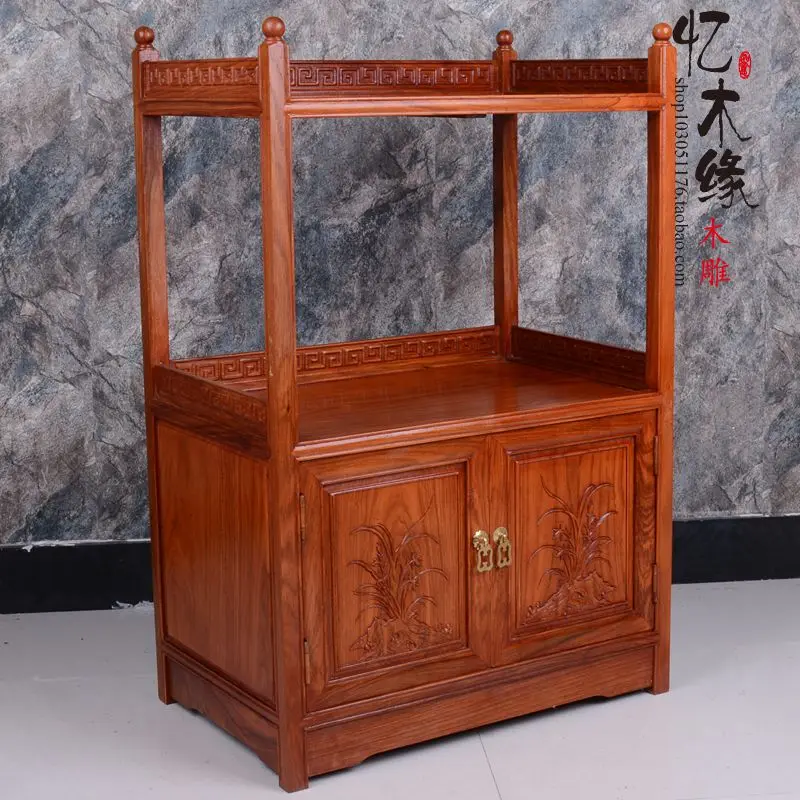 Mahogany tea cabinet, microwave oven cabinet, rosewood dining counter, small tea table, Chinese solid wood furniture, tea cabine