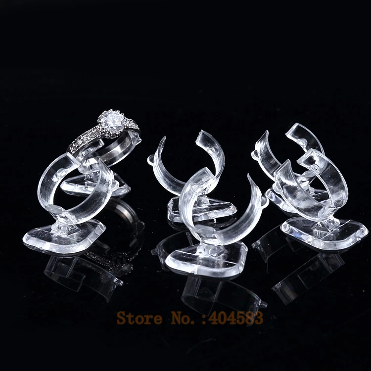 50 Pcs Clear View Elastic-C CirclePlastic Ring Display   Holder Rack Tabletop Decoration Stand