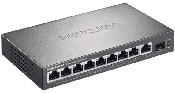 10 Port 8 POE 1000 Mbps Switch IEEE802.3af/Di POE Cocok untuk Semua Jenis POE Kamera/AP, max. POE Output Daya 65 Watt