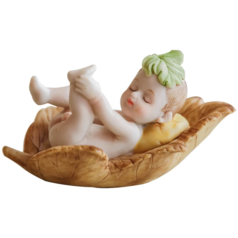 Europe Synthetic Resin Angel Doll Lovely Cartoon Baby Sleep Miniature Figurines Tabletop Crafts