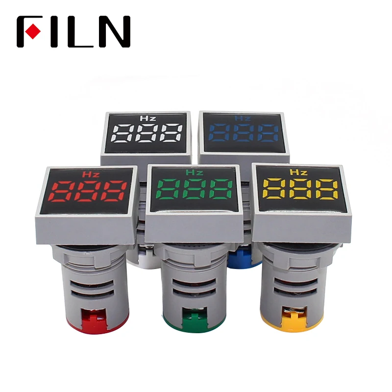 22mm AC 20-500V LED Digitial Display Red Green Yellow Blue White Hertz Indicator Light 2 in 1 Panel Round Polit Lamps