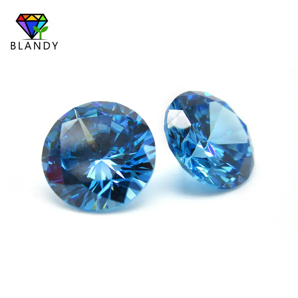 Free Shipping 1.0mm-3.0mm Round Brilliant Cut Acquamarine CZ Gems 5A Synthetic Loose Seablue Cubic Zirconia Stone For Jewelry