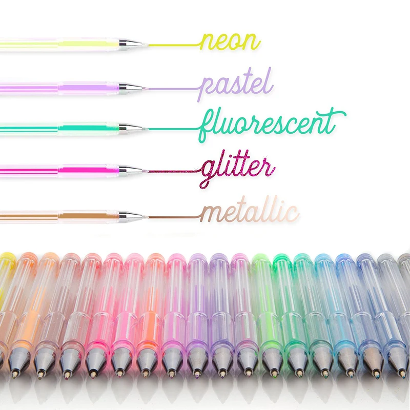 60 cores gel canetas conjunto recargas gel caneta de tinta metálico pastel neon glitter esboço desenho cor caneta papelaria escola