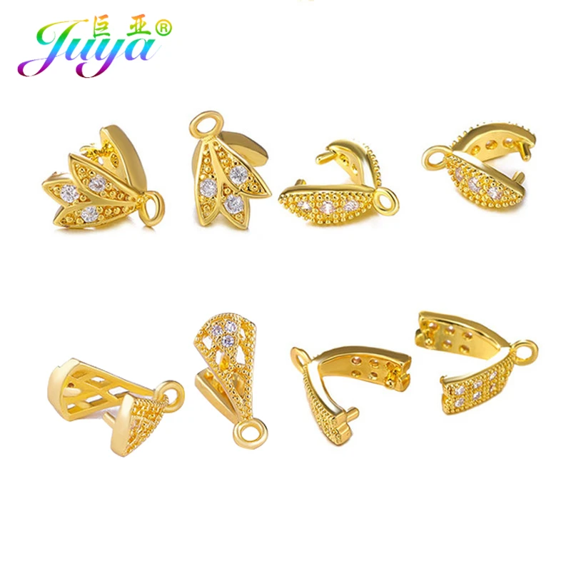 

Juya 8Pcs/Lot Wholesale DIY Pinch Bails Clip Bale Hooks Accessories For Handmade Crystal Agate Pearls Earrings Necklace Making