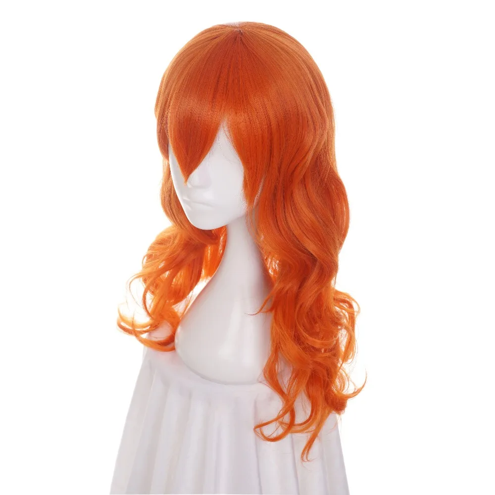 ccutoo 65cm Nami Orange Curly Long M Shape Hairstyles Synthetic Wig For Women's Cosplay Wig Heat Resistance Party Costume Wigs