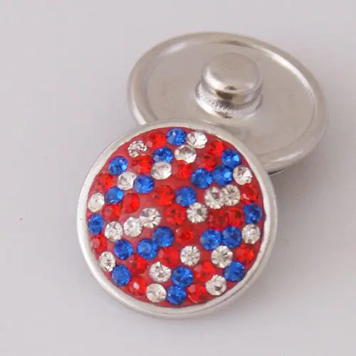 Hot sale high Quality Charming Colorful spots rhinestone 18MM charm snap buttons for DIY snap jewelry wholesale