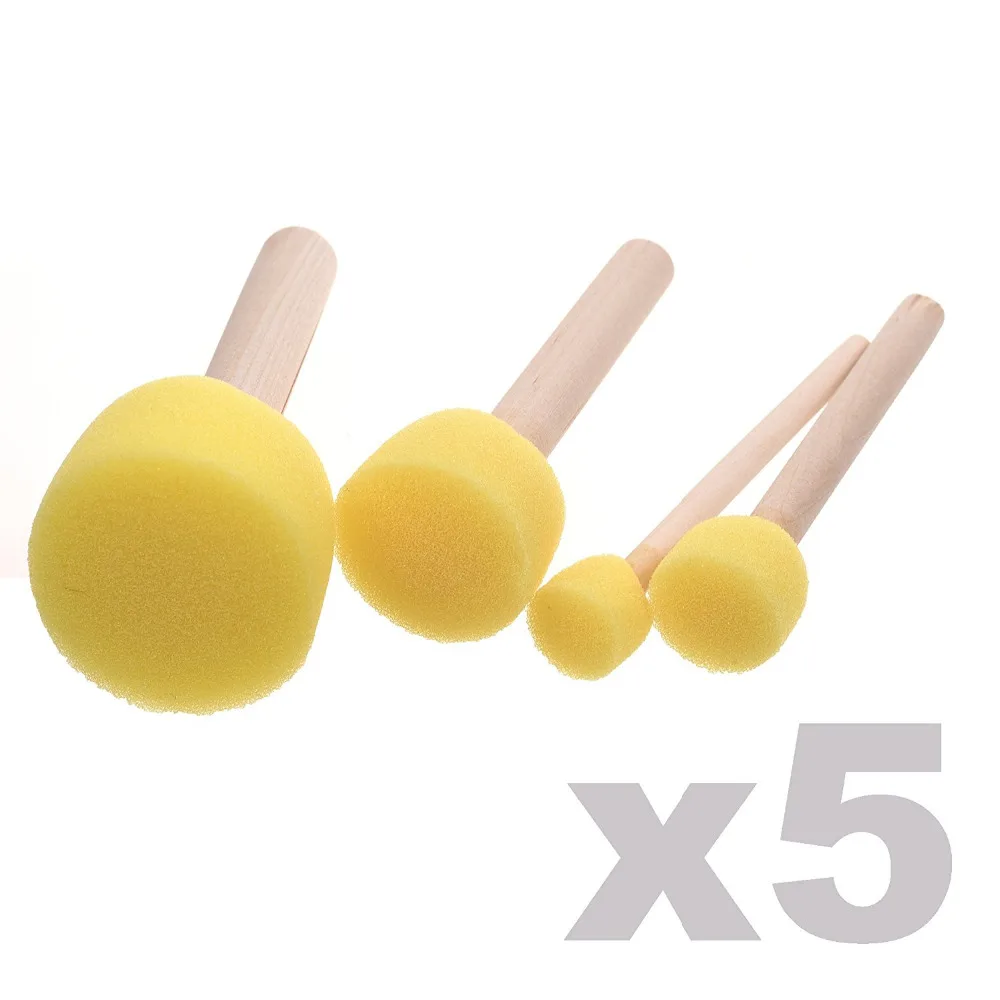 20-Pieces Assorted Size Round Sponges Brush Set, Paint Tools For Kids