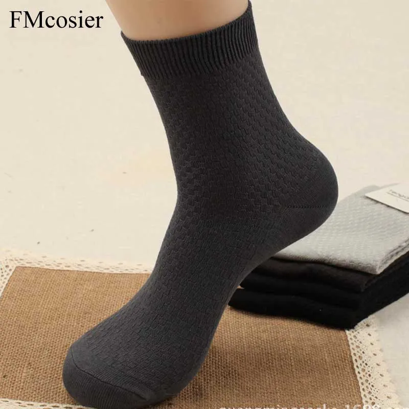 

10 Pairs New Spring Summer Comfortable Thin Bamboo Fiber Socks Breathable Antibacterial Mens Dress Socks Formal Soks Black Gray