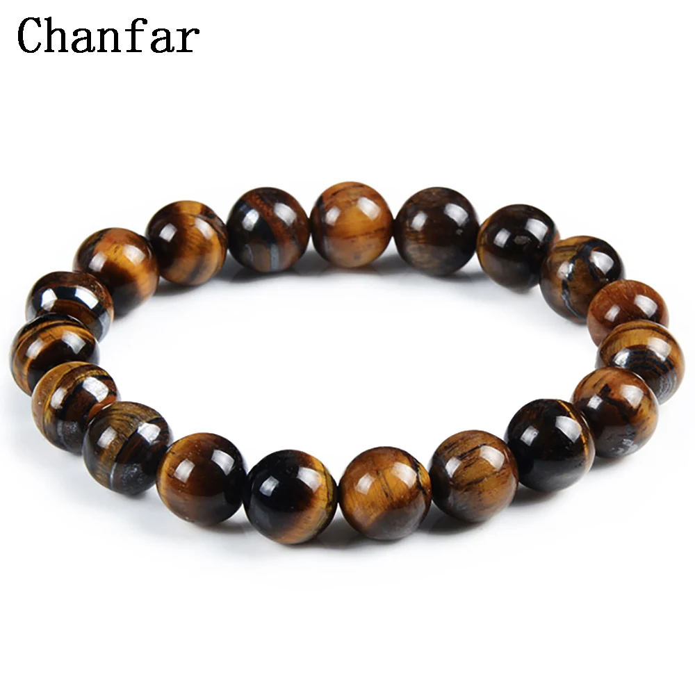 Chanfar 10mm White Howlite Tiger Eye Lava Crystal Beaded Natural Stone Bracelet For Women Men Jewelry