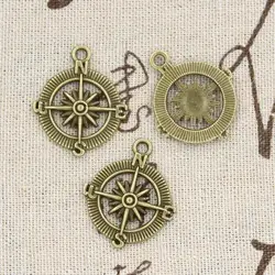 12pcs Charms Compass 28x24mm Handmade Craft Pendant Making fit,Vintage Tibetan Bronze Silver color,DIY For Bracelet Necklace