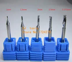 텅스텐 카바이드 싱글 1 플루트 엔드 밀링 커터, 아크릴 절삭 공구용 CNC 비트, 직경 1mm, 1.5mm, 2mm, 2.5mm, 3.175mm, 5 개