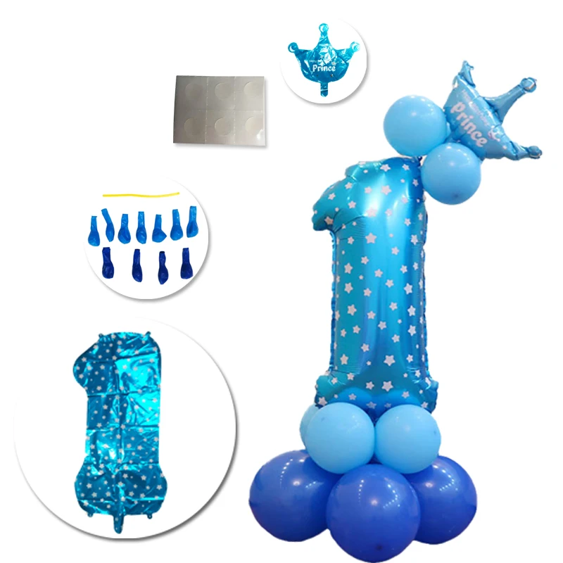 1set 32inch Number Foil Balloons Digit Air Ballon Kids Birthday Party Festival Party Anniversary Crown Decor Supplies