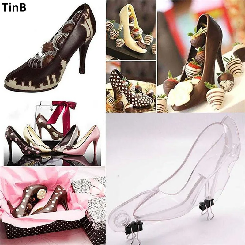 3D High Heel Plastic Chocolate Mold Cute Shoe Candy Mold Sugar Paste Mold Cake Decorating Tools DIY Home Baking Suger Craft Tool