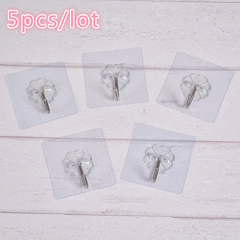 Strong Self Adhesive Door Wall Hangers Towel Mop Hanging Handbag Holder Hooks Transparent Kitchen Bathroom Accessories 10pcs