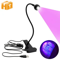 UV LED Clip Lamp USB Power Supply Money Detect Light Scorpion UV Light Ultra Violet Light for Pet Urine Stains Detector.
