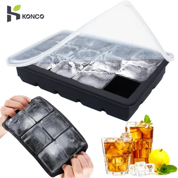 Konco 3d Magic ซิลิโคนขนาดใหญ่เครื่องทำน้ำแข็งก้อนแม่พิมพ์สแควร์ DIY ผลไม้ Ice Maker Bar ดื่ม Accesoriess Ice Cream Mold