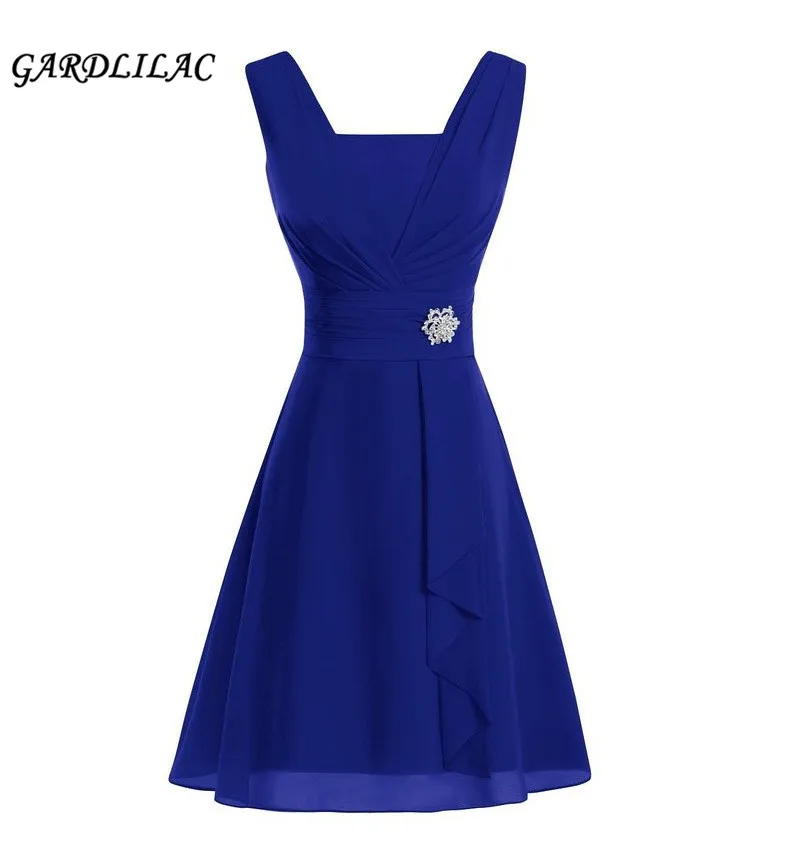 Simples curto baile de formatura dress2021 feminino azul real vestidos de dama de honra chiffon noite vestidos de festa de formatura curto vestidos de noite g043