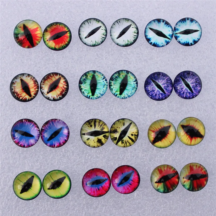 Onebeading od 6mm do 25mm losowo mieszane okrągłe smocze oczy w parach szklane kaboszony fotograficzne z płaskim tyłem urok akcesoria bazowe K06011 — zdjęcie 3