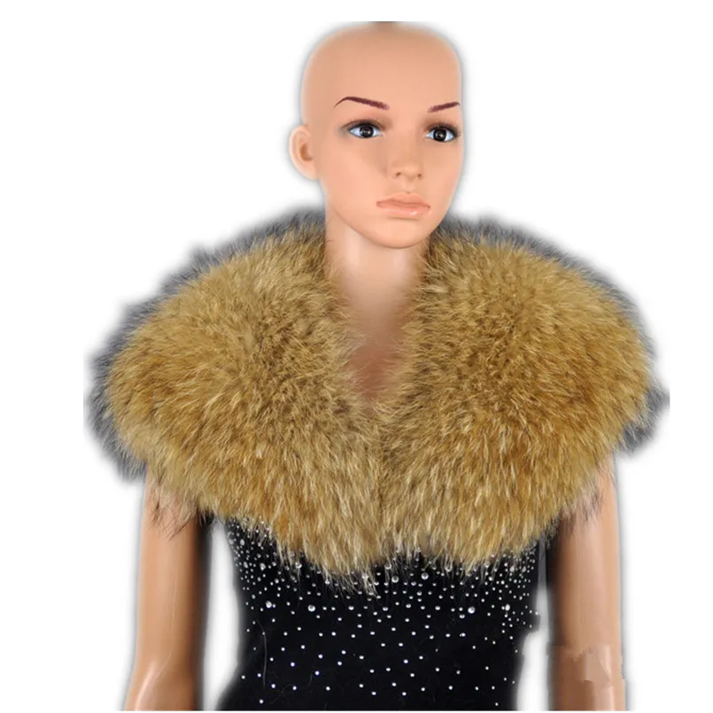 Big fur collar of natural raccoon fur women fake collar autumn winter clothing accessories 100cm length T12