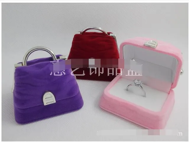 

20pcs/lot creative style bag jewelry box ring earring necklace jewelry case velvet handbag Display Box