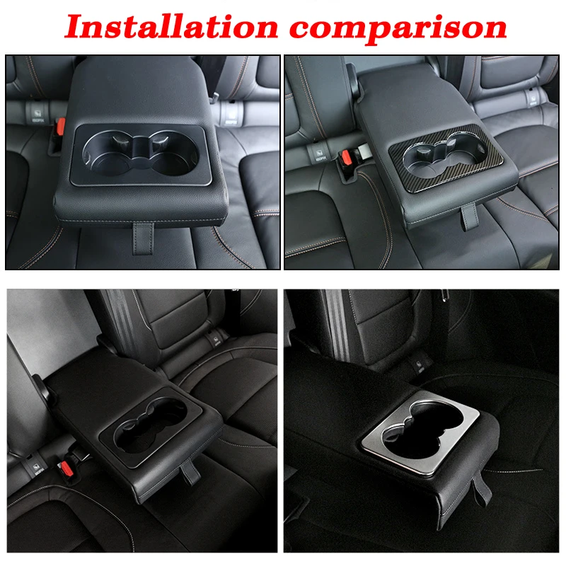 Carbon Fiber Rear Row Seat Water Cup Holder Cover Trim for Jaguar F-Pace X761 XE X760 XF X260 2016-2018 Car Interior Accessories