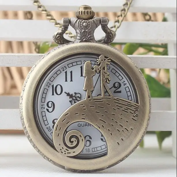 Vintage Bronze antiques Fashion quartz girl Hollow out steampunk Good quality woman and men chain gift pocket watch