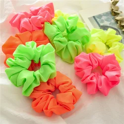 2022 Fluorescent Color Hair Scrunchies Elastic Hair Bands Women Girls Neon Color Bright Hair Accessories Ties Ponytail Holder