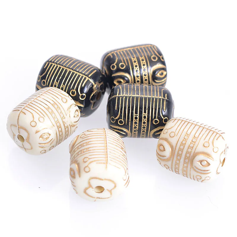 Miasol 20 Pcs Retro Vintage Fluted Corrugated Antique Design Stripe Barrel Spacers Beads For Diy Jewelry Making Findings