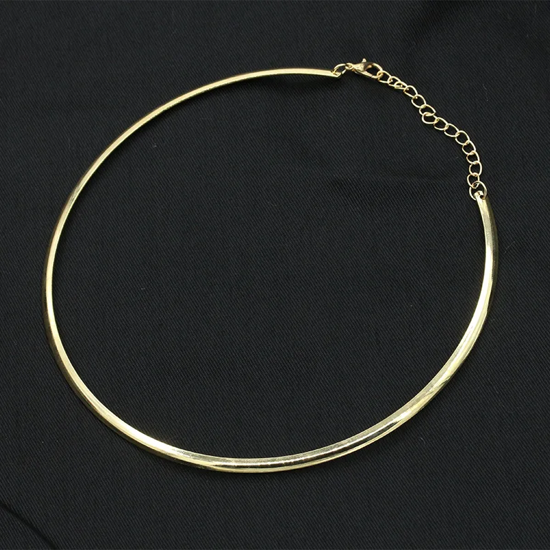 Simple Golden Silver Plated Metallic Round Choker Short Golden Chain Linked Punk Style Women Necklace