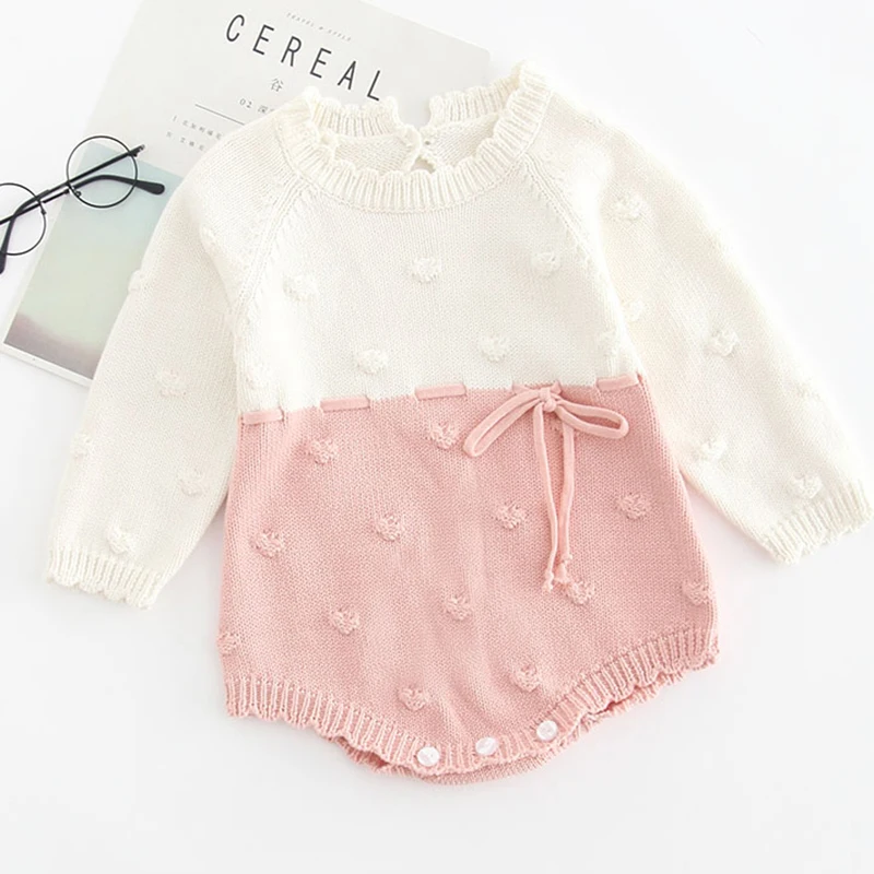 Baby Knitted Clothes Kids Newborn Baby Girl Bodysuits Princess Sleeve Infant Autumn Toddler Knitted Coveralls Children Clothing