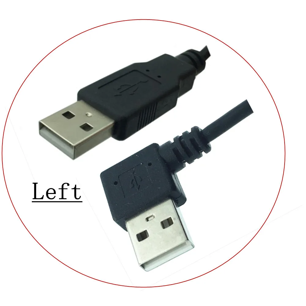 Adaptador de extensão usb a macho, adaptador de 90 graus direito e esquerdo para baixo, de 25cm