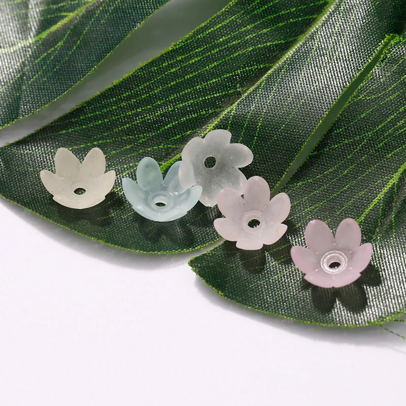 Flower Six Petal Matte Resin Fairy Wind DIY Handmade Earrings Accessories Beads Necklace Jewelry Finding Components 50pcs