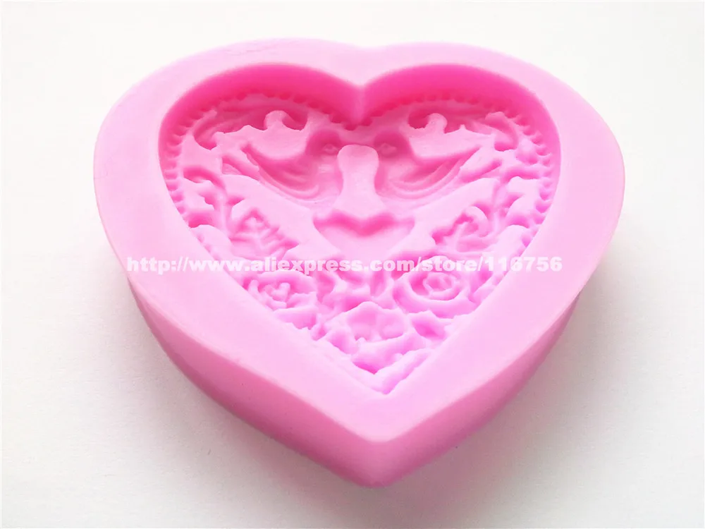 New! Free Shipping Happiness Bird & Heart Shaped Silicone Mold Cake Decoration Fondant Cake 3D Food Grade Silicone Mould 189