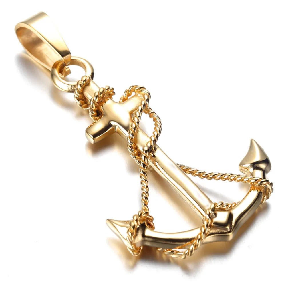 Vintage Golden Men 316L Stainless Steel Anchor Charm Pendant