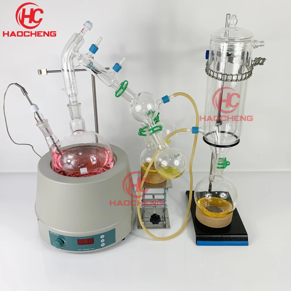 Free shipping, 2L Short Path Distillation with 220/110V Stirring Heating Mantle, Chiller and Vacuum Pump