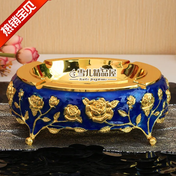 

The new European fashion large blue gold alloy plated epoxy rose Home Furnishing bar ornaments housewarming elliptic personality
