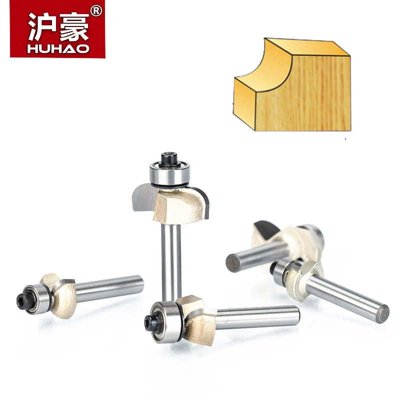 HUHAO 1pc 1/4" 1/2" Shank Classical Cove Bit With Bearing Woodworking Tool 2 Flute Router Bits For Wood Endmill Milling Cutter
