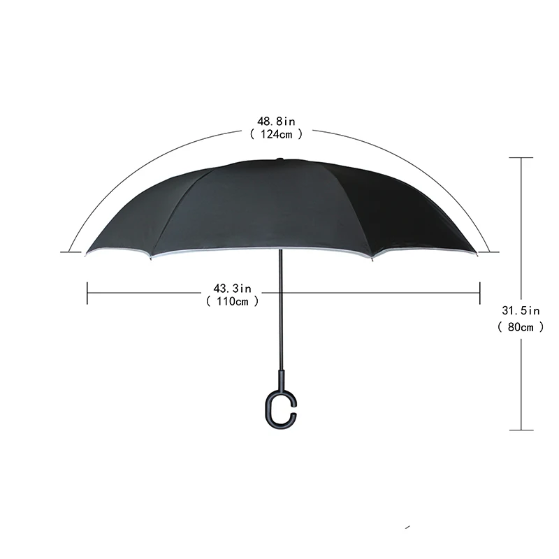 Black Skull Printed Reverse Umbrella Windproof Double Layer Inverted Chuva Umbrella Self Stand Rain Protection C-Hook Hands