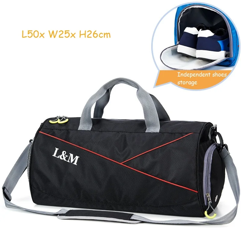 L&M Professional Durable Gym Bag Women Men Travel Bag Fitness Training Bags Oxford Cloth Sport Shoulder Bags with Shoes Storage