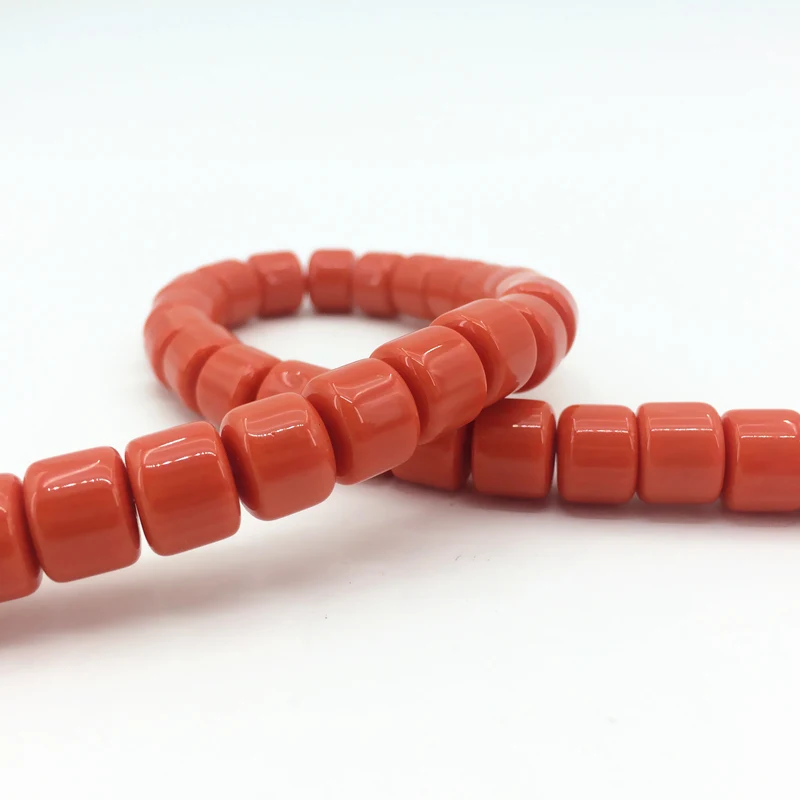 Orange red resin beeswax 4*7mm 5*8mm 7*10mm 12*9mm tube drum loose cylinder spacers beads fashion jewelry making 15inch B62